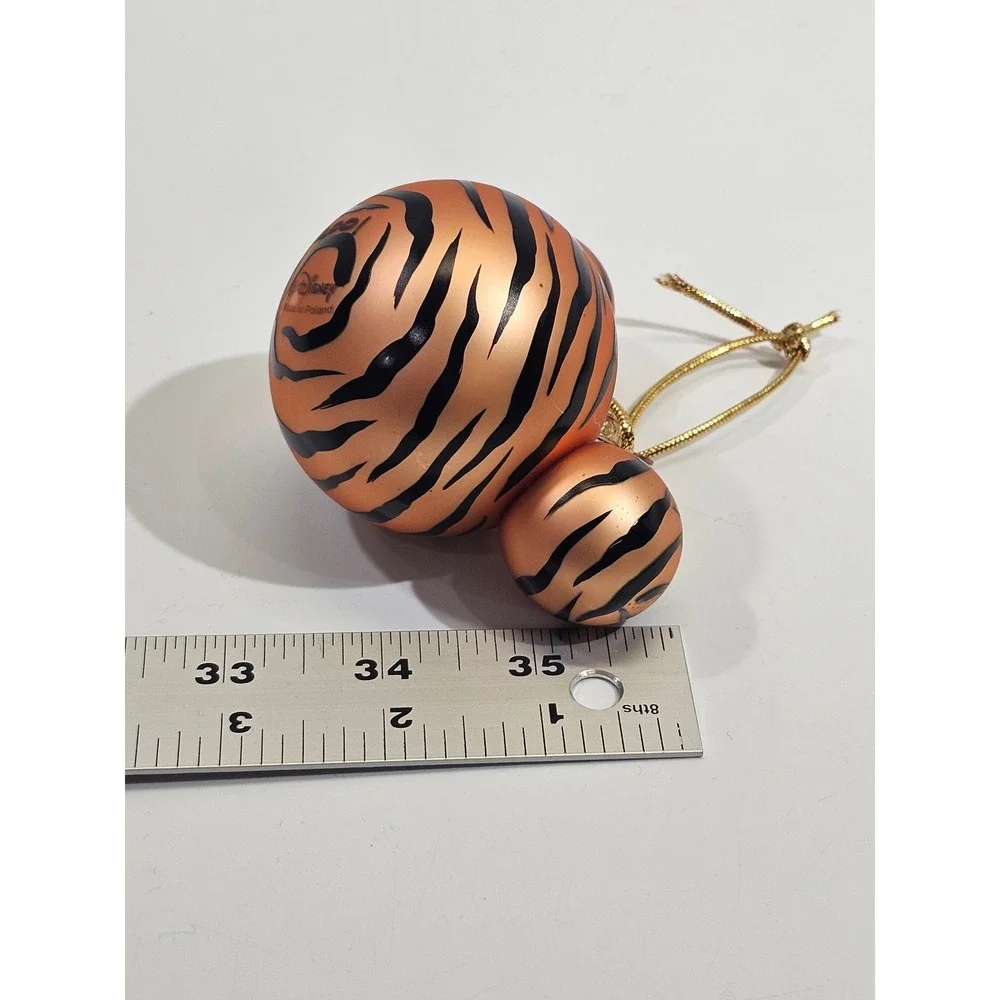 Disney Mickey Mouse Head Tiger Stripe Glass Ornament Animal Kingdom Poland HTF